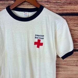 Vintage 1980s Champion American Red Cross Ringer T-shirt